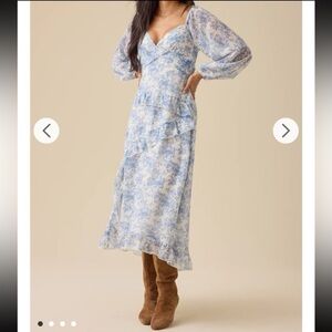 NWT Altar’d State Maxi Midi Dress Small White Blue Women